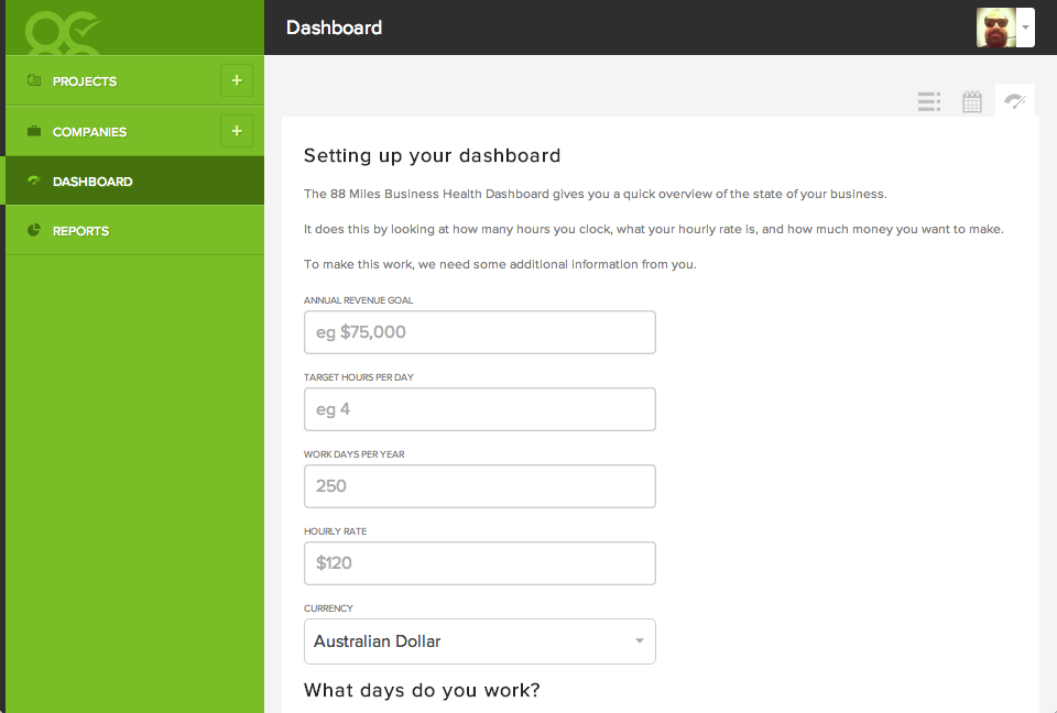 The health dashboard requires some extra information